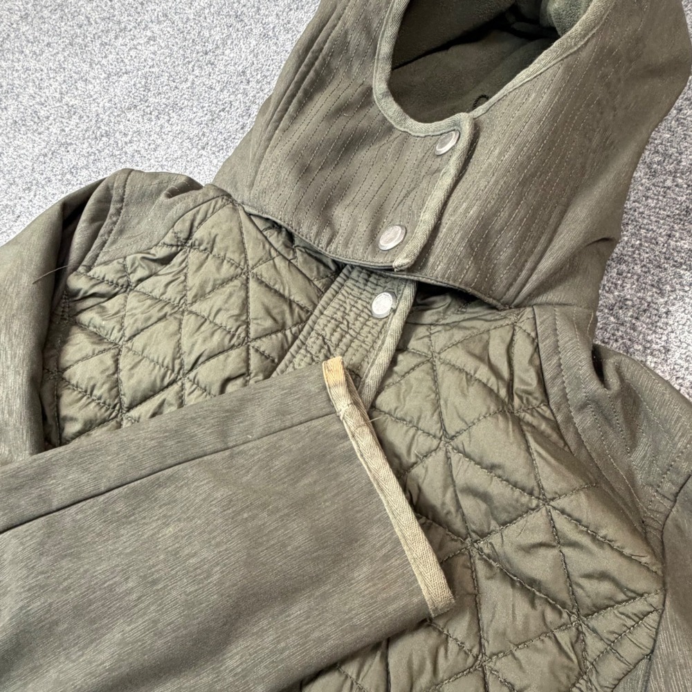 Marc New York Andrew Marc Olive Green Quilted Hooded Mixed Media Jacket Small